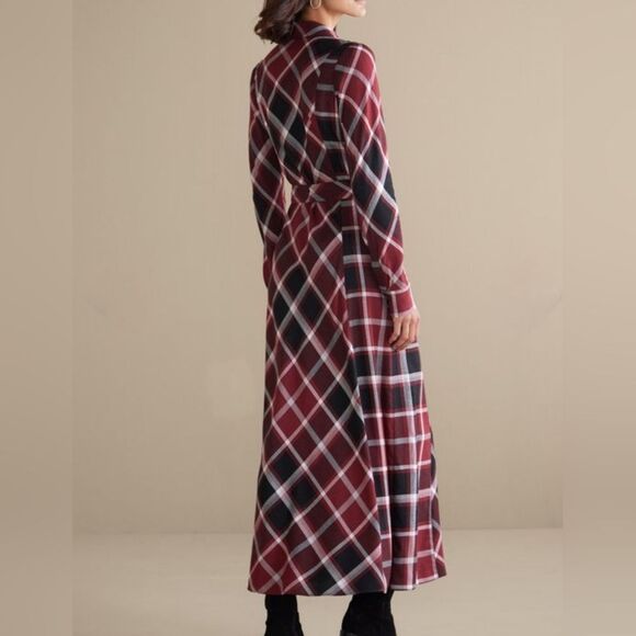 Soft Surroundings Gayle Tartan Plaid Belted Maxi Dress NWT Petite and Plus Sizes - Picture 4 of 5